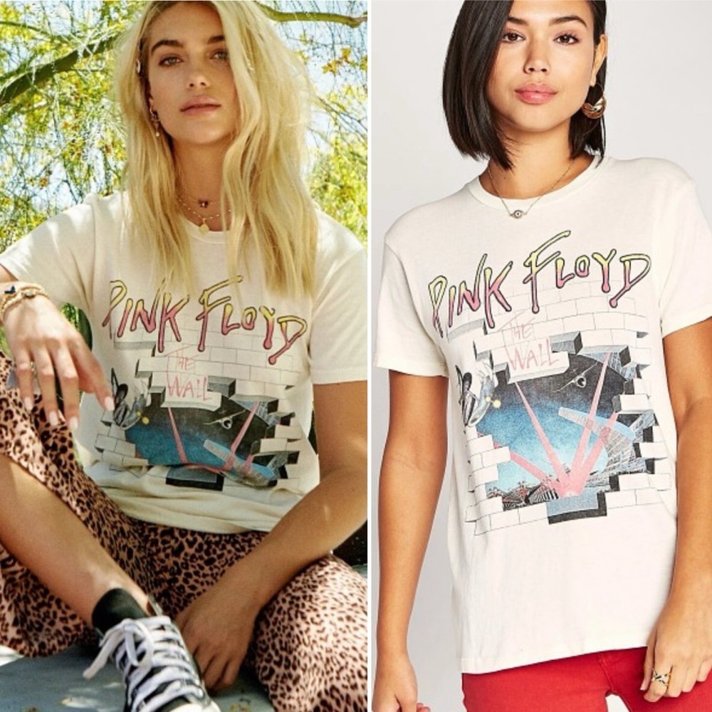 Daydreamer Pink Floyd Graphic Tee in White with Pink and Blue Print
